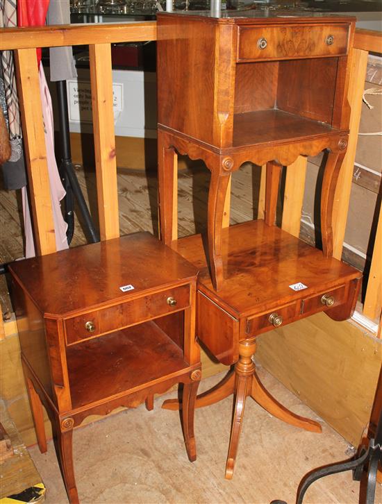 Pair bedside cabinets & small sofa table